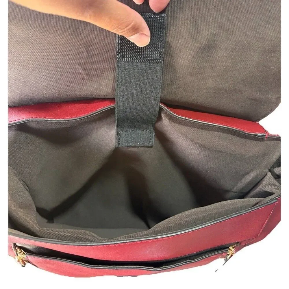 Estarer Vegan Leather Backpack Burgundy Red Fits 15.6